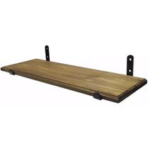 Prateleira Madeira Maciça 30x80cm C/ Suporte Invertido Arredondado Madeira Natural E Design Moderno
