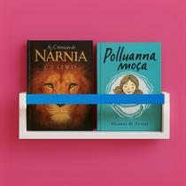 Prateleira Marrom com Ripa Verde de Parede 55cm MDF Para Livros Infantis Quadros Decorativa Organizadora