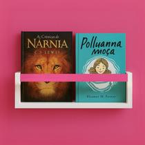 Prateleira Marrom com Ripa Verde de Parede 55cm MDF Para Livros Infantis Quadros Decorativa Organizadora