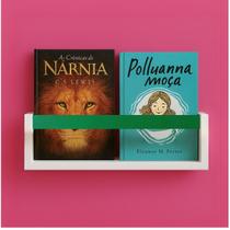Prateleira Marrom com Ripa Verde de Parede 55cm MDF Para Livros Infantis Quadros Decorativa Organizadora