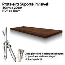 Prateleira MDF Amadeirado 60x20 Suporte Invisível