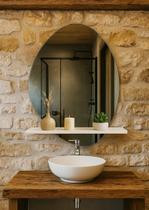 Prateleira Mdf Branca Com Espelho Elegante Hall Entrada 95Cm Prateleira Mdf Branca Com Espelho Elegante Hall Entrada 95Cm