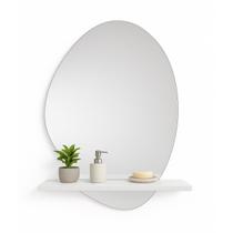 Prateleira Mdf Branca Com Espelho Lapidado 80Cm Lavabo Moderno
