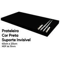 Prateleira MDF Preto 40x20 Suporte Invisível