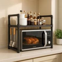 Prateleira Microondas Organizador Forno Cozinha Rack Suporte Ganchos Faca Concha Talheres Tempero