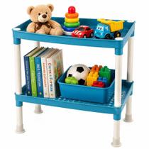 Prateleira mini azul infantil 2 andares organizadora multiuso para brinquedos livros quarto escolar e sala