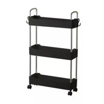 Prateleira Multiuso 3 Andares Com Rodinha Preta