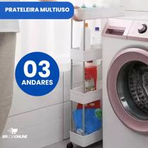 Prateleira Multiuso 3 Andares com Rodinhas Branca, Alta Resistência, Aço Inox e Design Moderno