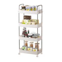 Prateleira Multiuso 4 Andares C/ Rodinhas Branca Compacta