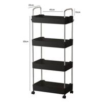 Prateleira Multiuso 4 Andares com Rodinha Preta