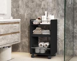 Prateleira Multiuso Organizador Amon Com Rodizio cor Preto - JM Casa dos Móveis