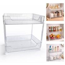 Prateleira Multiuso Organizadora 2 Andares Acrílico Transparente para Cozinha Banheiro Quarto Yeet