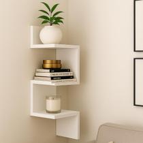 Prateleira Nicho De Canto Lateral 80cm Para Livros Quarto Escritório Decoração E Organização - Brovália