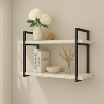 Prateleira Nicho Estilo Industrial 80cm Maldivas Base de Ferro Tampo de Madeira Decoração Quarto e Sala