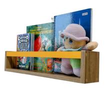 Prateleira Nicho Organizador Infantil MDF Amarelo 55cm