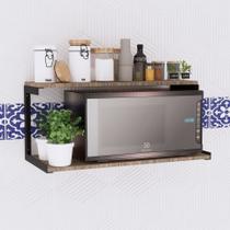 Prateleira Nicho Reforçada Microondas Estilo Industrial Cozinha Dupla 60cm Cor Preto Fosco