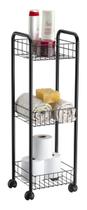 Prateleira Organizador Multiuso Com Rodízios Carrinho Preto