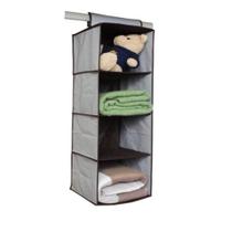 Prateleira organizador vertical guarda roupas multiuso closet armario 4 divisórias camisa, toalha, sapato cinza luxo kan