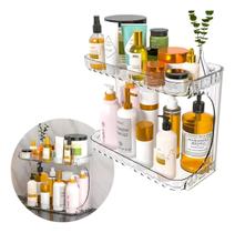 Prateleira Organizadora 2 Andares Maquiagem Perfumes Acrílico Transparente Quarto Cozinha Prateleira Organizadora 2 Andares Maquiagem Perfumes Acrílico Transparente Quarto Cozinha