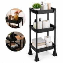 Prateleira organizadora 3 bandejas plástica modular 3 andares multiuso para banheiro cozinha lavanderia desmontável Prateleira organizadora 3 bandejas plástica modular 3 andares multiuso para banheiro cozinha lavanderia desmontável