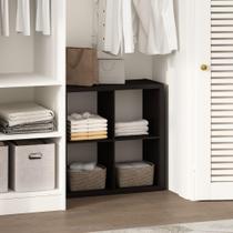 Prateleira organizadora de armazenamento Furinno Cubic 4-Cube Black Dark Oak