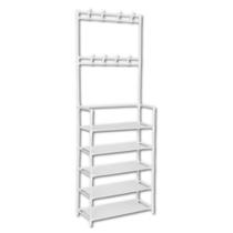 Prateleira Organizadora e Cabideiro Multiuso para Calçados Chapéus com 5 Níveis para Hall de Entrada Estilosa 12 Pares de Sapato Globalmix Branco