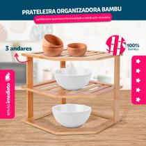 Prateleira Organizadora Tripla De Bambu Multiuso Prateleira Organizadora Tripla De Bambu Multiuso