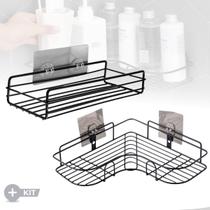 Prateleira Para Banheiro e Cozinha Suporte Shampoo RETA e TRIANGULAR -Preta