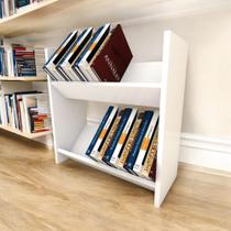 Prateleira Para Livros Duplo Em Mdf Branco - Decoração