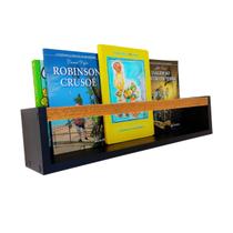 Prateleira Para livros Infantis Nicho Organizador Pelúcia Quarto de Criança mdf Preto 55 cm