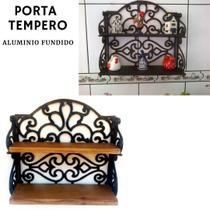 Prateleira Para Porta Tempero Cozinha Aluminio Preto