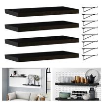 Prateleira Pegboard HJW Black, pacote com 4 unidades de madeira com suportes e ganchos de metal