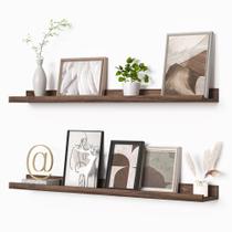 Prateleira Picture Ledge Heimlove, conjunto flutuante de 2 nogueiras de 90 cm Prateleira Picture Ledge Heimlove, conjunto flutuante de 2 nogueiras de 90 cm