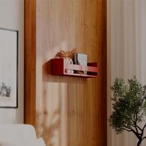 Prateleira Porta Livro Vermelha 70 x 12cm Suporte Invisivel Prateleira Porta Livro Vermelha 70 x 12cm Suporte Invisivel