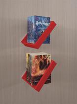 Prateleira Porta Livros Suporte Estante Nicho Decorativo 2 Peças Parede - Vermelho Laca Prateleira Porta Livros Suporte Estante Nicho Decorativo 2 Peças Parede - Vermelho Laca