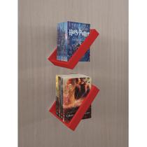 Prateleira Porta Livros Suporte Estante Nicho Decorativo Parede 2 Peças Vermelho Laca Prateleira Porta Livros Suporte Estante Nicho Decorativo Parede 2 Peças Vermelho Laca