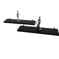 Prateleira Preta 30 x 10 cm Kit 2 Peças Eví Decor