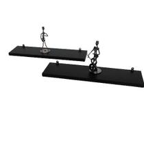 Prateleira Preta 30 x 10 cm Kit 2 Peças Eví Decor