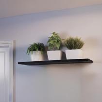 Prateleira Preta 90x30cm MDF C/ Suporte Invisível Parede Quarto Sala