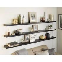 Prateleira preta MDF 60x15 kit 3 peças com suportes