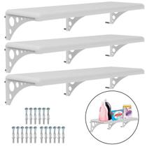 Prateleira Pvc Multiuso Com Suporte Branca 60X20Cm Kit 03 Un Prateleira Pvc Multiuso Com Suporte Branca 60X20Cm Kit 03 Un