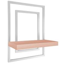 Prateleira Quadro Nicho de Parede Decorativo Torun em Aço e MDF - Branca e Jade