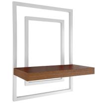 Prateleira Quadro Nicho de Parede Decorativo Torun em Aço e MDF - Branca e Villandry