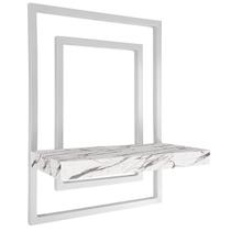Prateleira Quadro Nicho de Parede Decorativo Torun em Aço e MDF - Branca e Vulcano