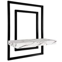 Prateleira Quadro Nicho de Parede Decorativo Torun em Aço e MDF - Preta e Vulcano