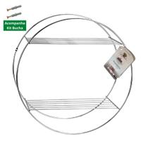 Prateleira Redonda Nicho Decorativo Kit Bucha Fácil Instalação Aço Cromado 40 CM N557 Niquelart
