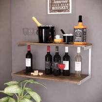 Prateleira Reforçado Nicho Adega Bar Industrial Suporte Bebidas Dupla Preto