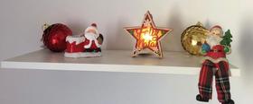 Prateleira Reta Decorativo Para Natal Moderna Papai Noel 50x15