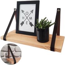 Prateleira retangular de madeira pinus lisa com alca 60x15x2cm