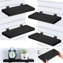 Prateleira Slatwall Landical, pacote com 4, madeira, 41 x 17 x 3 cm com ganchos Prateleira Slatwall Landical, pacote com 4, madeira, 41 x 17 x 3 cm com ganchos